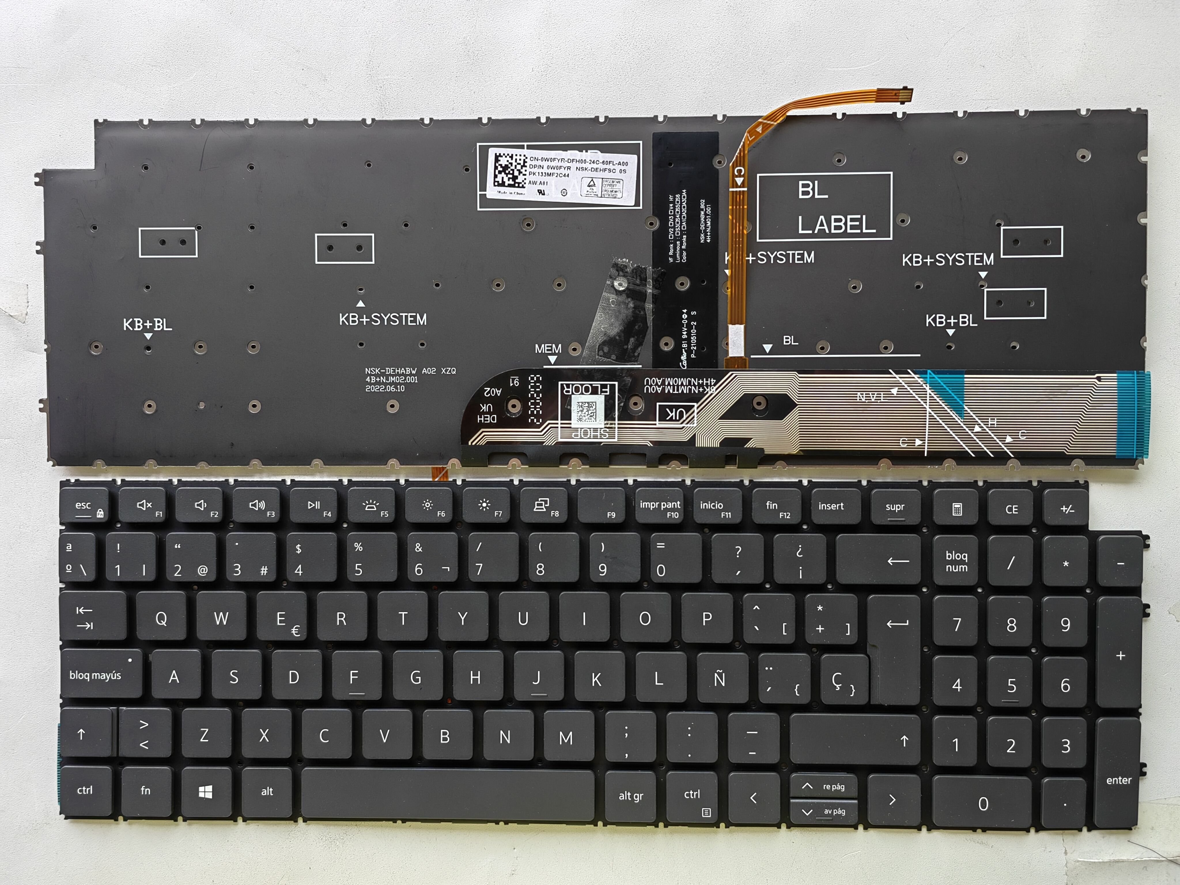 Picture of Laptop Spanish keyboard forNew Replacement Laptop Keyboard For DELL 7510/5510/5515/3511/3515 BLACK Backlit Sp Layout